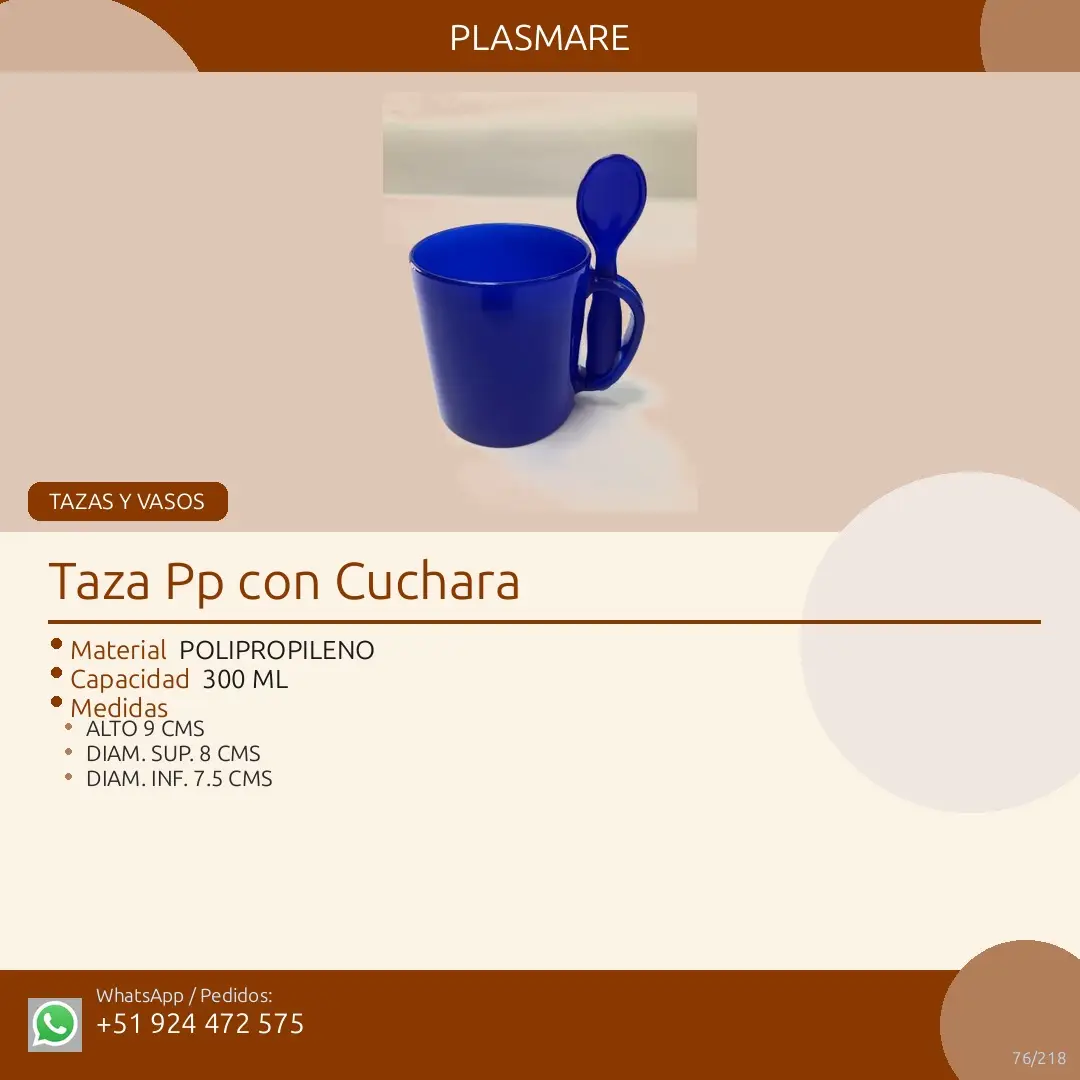 Producto destacado de Tazas y Vasos - Taza PP con Cuchara